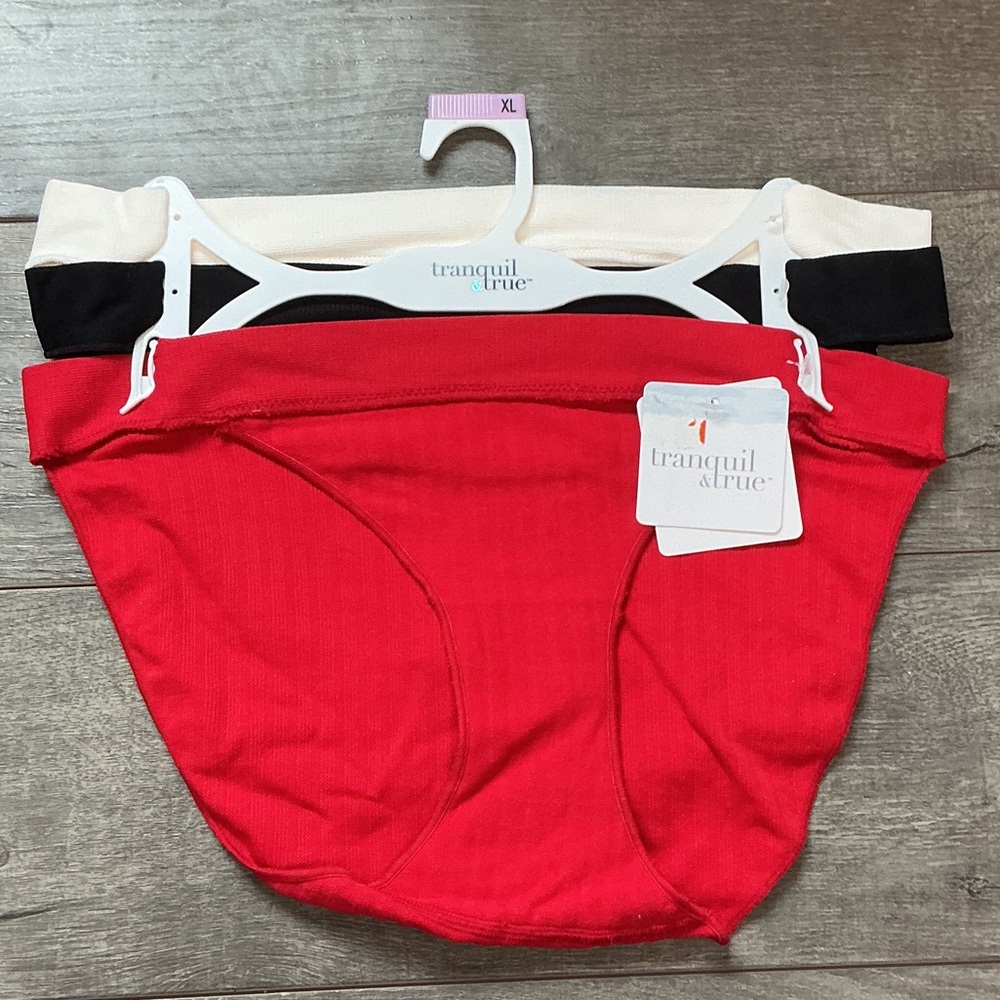 Tranquil & True Women's Panties Set - Red, Black, Cream